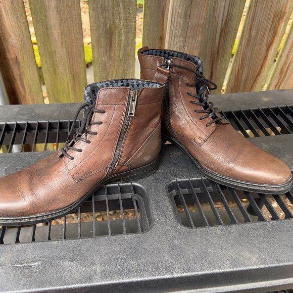 Karl Lagerfeld Lace-Up Chukka Brown Leather Boots sz10.5 - Picture 1 of 11